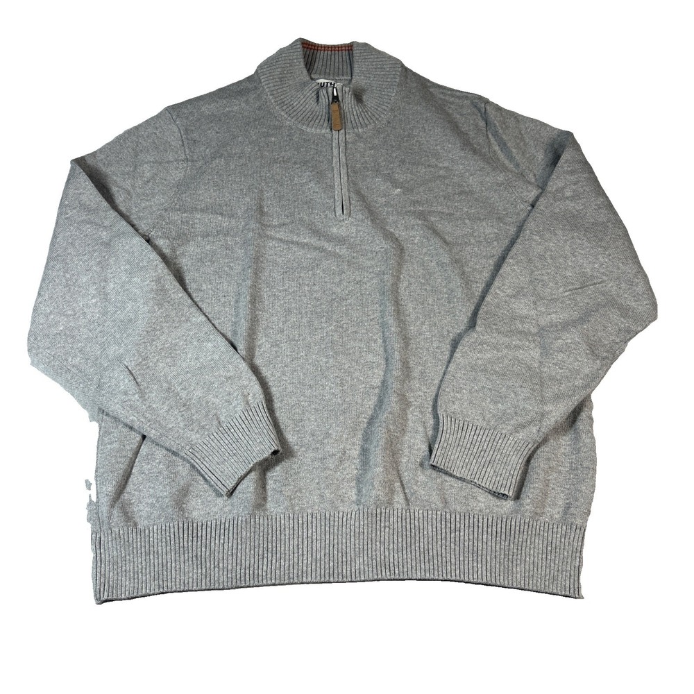 Duluth Trading Men’s Quarter Zip Gray Cotton Blend Long Sleeve Sweater Size L